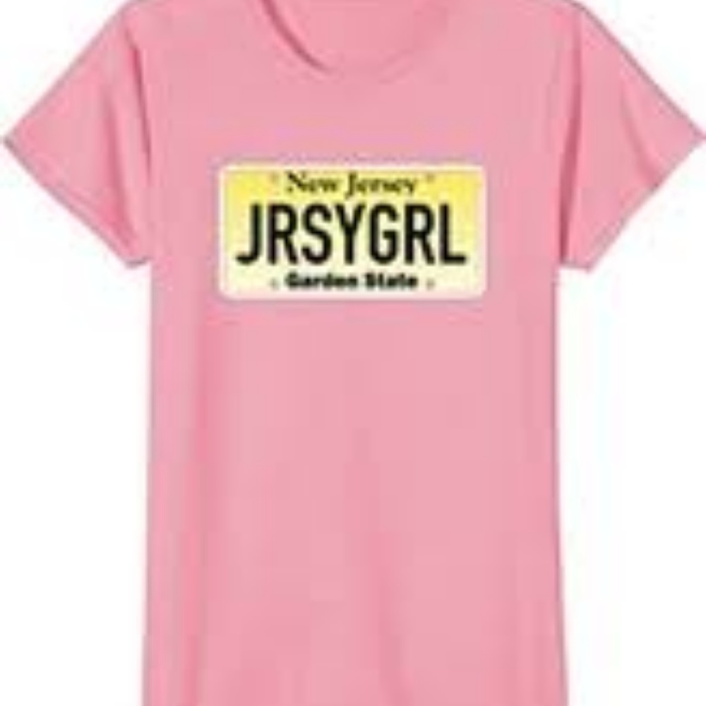Jersey girl License plate t shirt  pink large